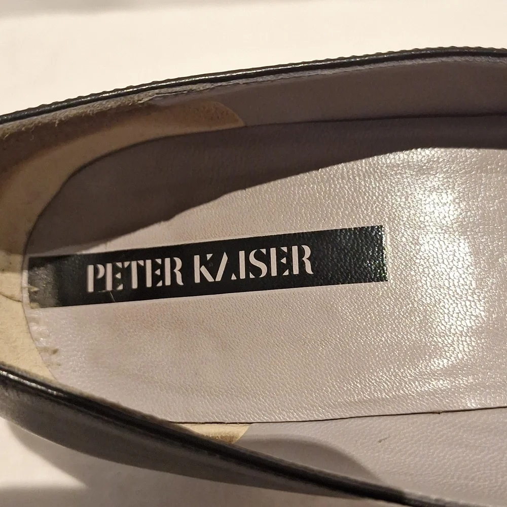 Peter Kaiser Black Block Heel Square Toe Leather Pumps